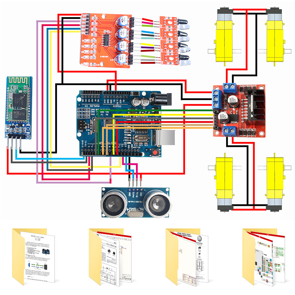 Tscinbuny ZYC0063 Smart Robot Car Kit with 4WD Wireless Control – DIY C/C++ Programmable Robotics Starter Kit for STEM Education & ArduIDE Learning