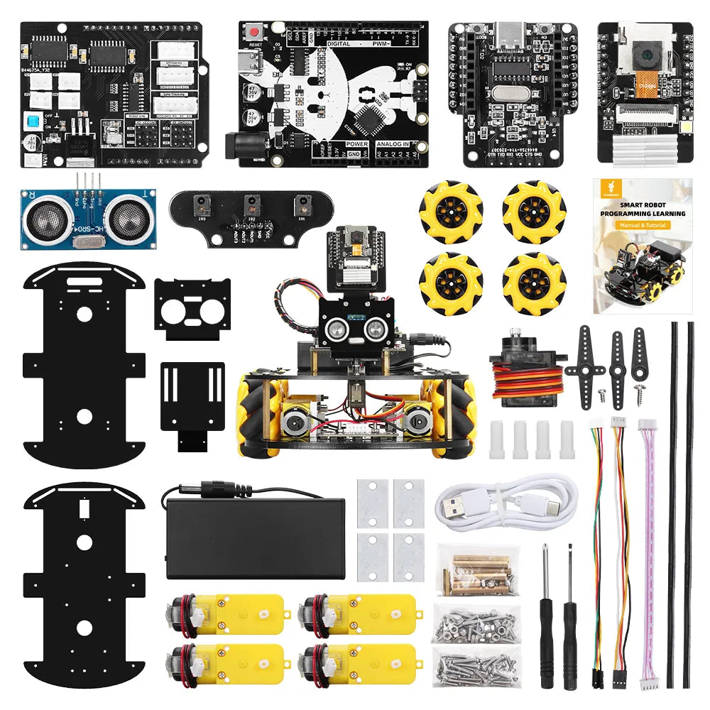 Tscinbuny ZYC0076 Smart Robot Car Kit with ESP32-CAM & ATmega328P Boards – Open-Source Programmable Robotics Starter Kit for ArduIDE Learning