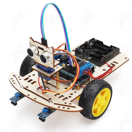 Tscinbuny ZYC0081 Smart Robot Car Kit with Ultrasonic Obstacle Avoidance – Wooden Painting & Drawing Art Educational Robotics Starter Kit