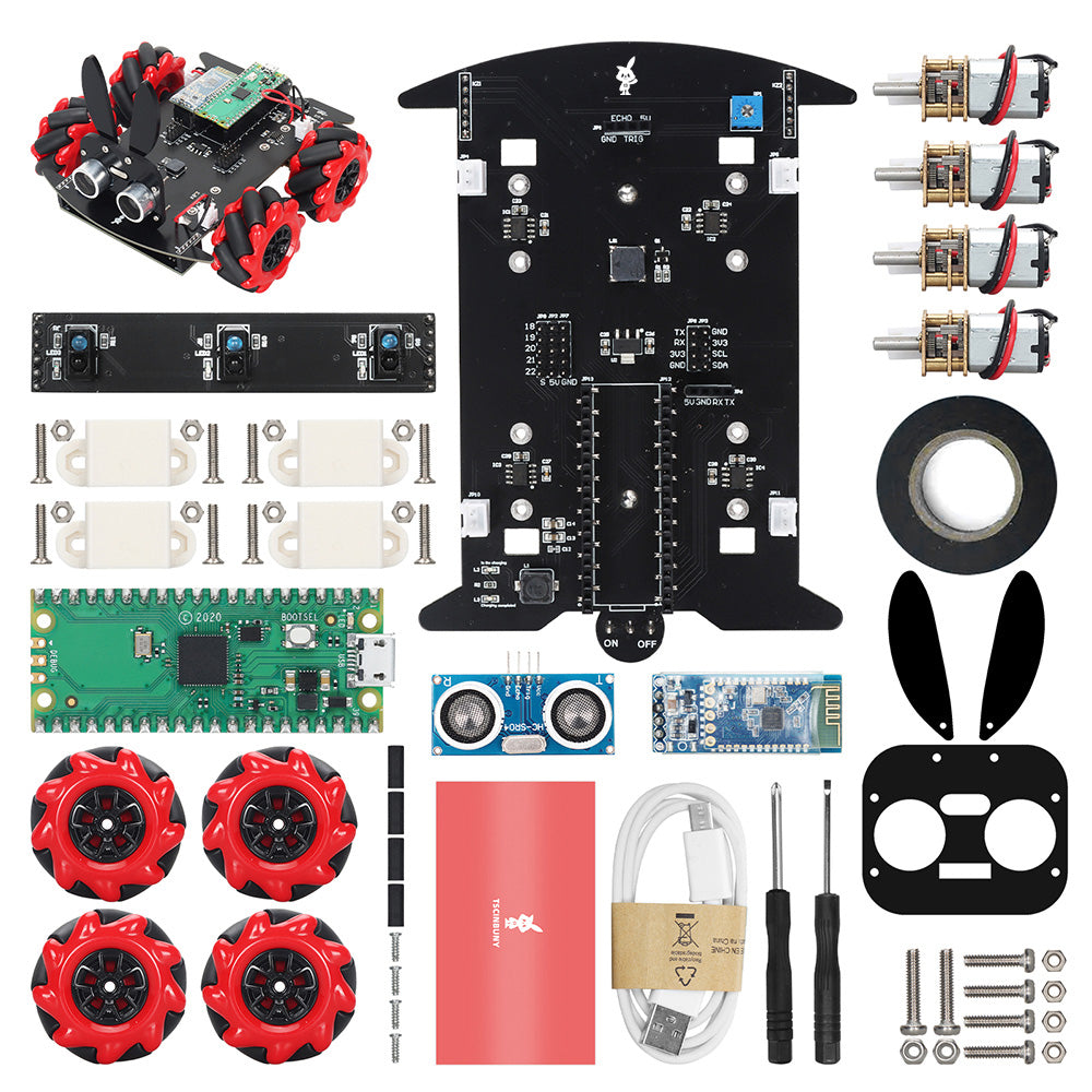 Tscinbuny ZYC0087 Smart Robot Car Kit with Pico RP2040 Controller – 4WD Open-Source Rabbit Robot for Education & Maker Projects