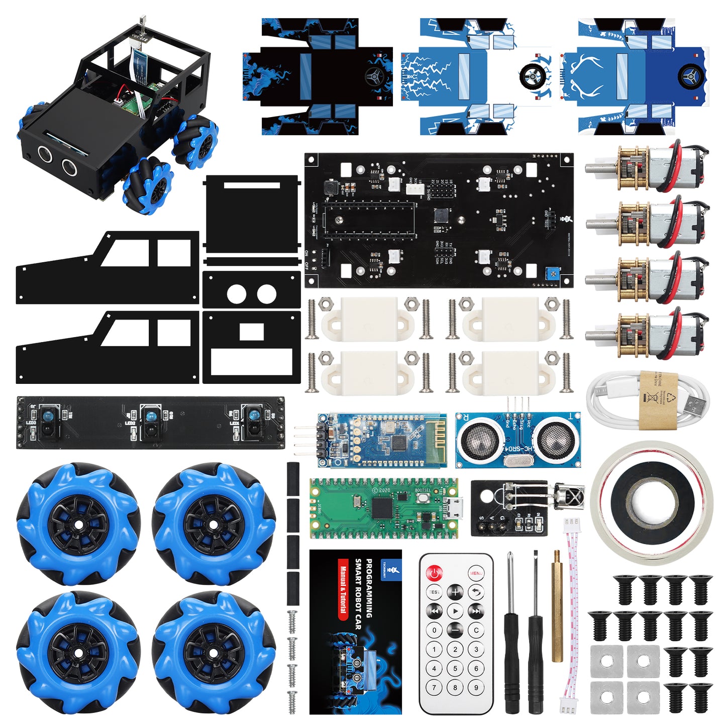 Tscinbuny ZYC0088 Smart Robot Car Kit with 4WD Mecanum Wheels – Electric DIY Educational Robotics Project for Arduino Learning