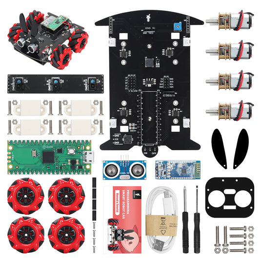 Tscinbuny ZYC0090 Smart Robot Car Kit with 4WD Mecanum Wheels & RGB Lights – Rabbit Head Tracking Programmable Robot for Arduino Projects