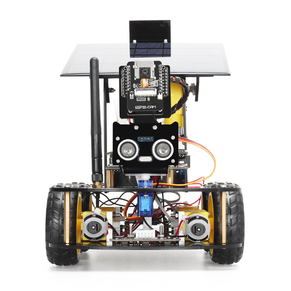 Tscinbuny ZYC0108 Smart Robot Car Kit with ESP32-CAM & Solar Panels – Ultrasonic Obstacle Avoidance STEM Educational Robotics Project for Arduino Learning