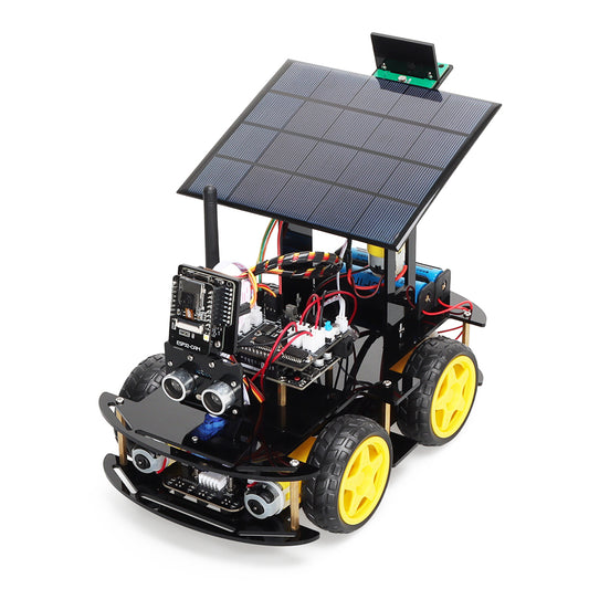 Tscinbuny ZYC0108 Smart Robot Car Kit with ESP32-CAM & Solar Panels – Ultrasonic Obstacle Avoidance STEM Educational Robotics Project for Arduino Learning