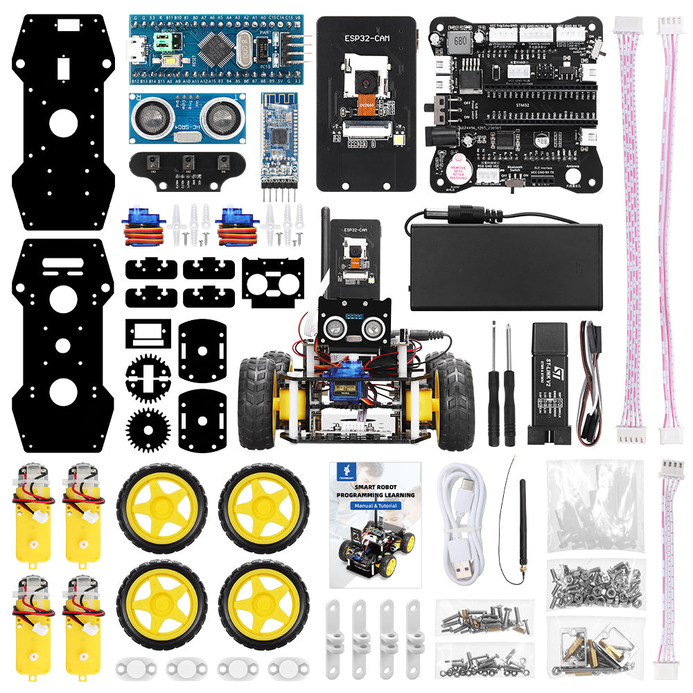 Tscinbuny ZYC0109 Smart Robot Car Kit with ESP32-CAM Module – DIY Programmable STEM Educational Robotics Starter Kit for Arduino Projects