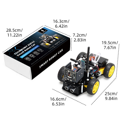 Tscinbuny ZYC0114 Smart Robot Car Kit with 4WD Ackermann Steering & ESP32 Camera – WiFi Programmable Electronics Learning Robot for Arduino Projects
