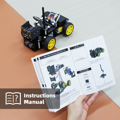 Tscinbuny ZYC0114 Smart Robot Car Kit with 4WD Ackermann Steering & ESP32 Camera – WiFi Programmable Electronics Learning Robot for Arduino Projects