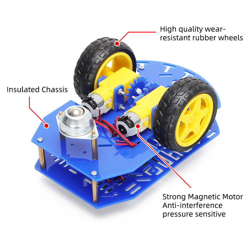 Tscinbuny ZYC0121 Smart Robot Car Kit with 2WD Acrylic Blue Chassis – DIY Accessories Set for Arduino Remote Control Car Projects