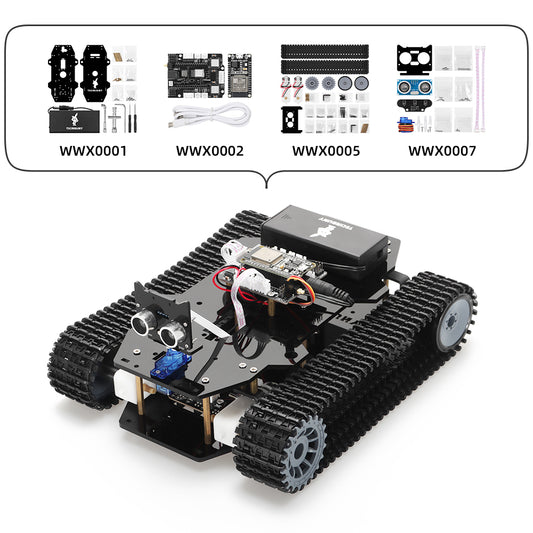 Tscinbuny ZYC0201 Smart Robot Car Kit with Crawler Wheels & Basic Functions – ESP32-WROOM32 Development Board Robot for Arduino Education Projects