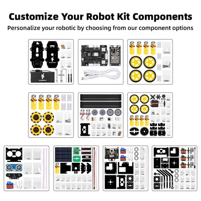 Tscinbuny ZYC0215 Smart Robot Car Kit with Wireless Ackermann Wheels – Camera Car featuring ESP32-WROOM32 Development Board for Arduino Learning