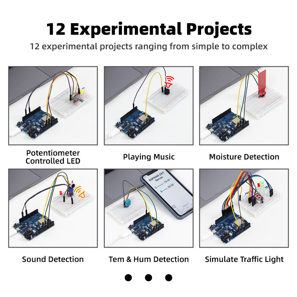 ZYE0008 Starter Kit with 328P Controller & ESP8266 WiFi Module – DIY Electronics Learning Kit for Arduino STEM Education Projects