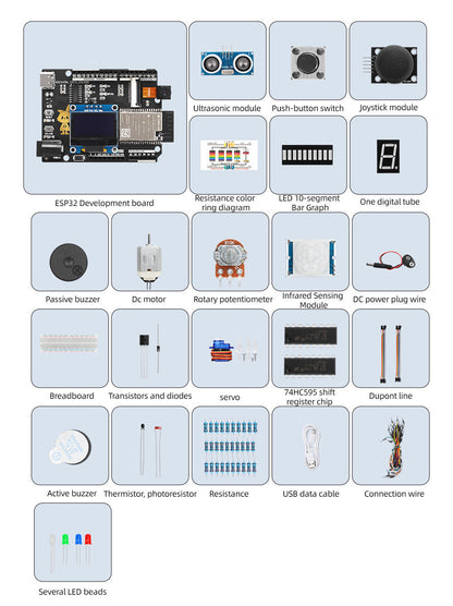 Tscinbuny ZYE0013 Intermediate Starter Kit with ESP32 Development Board – IoT Programming Learning Kit for Arduino STEM Education