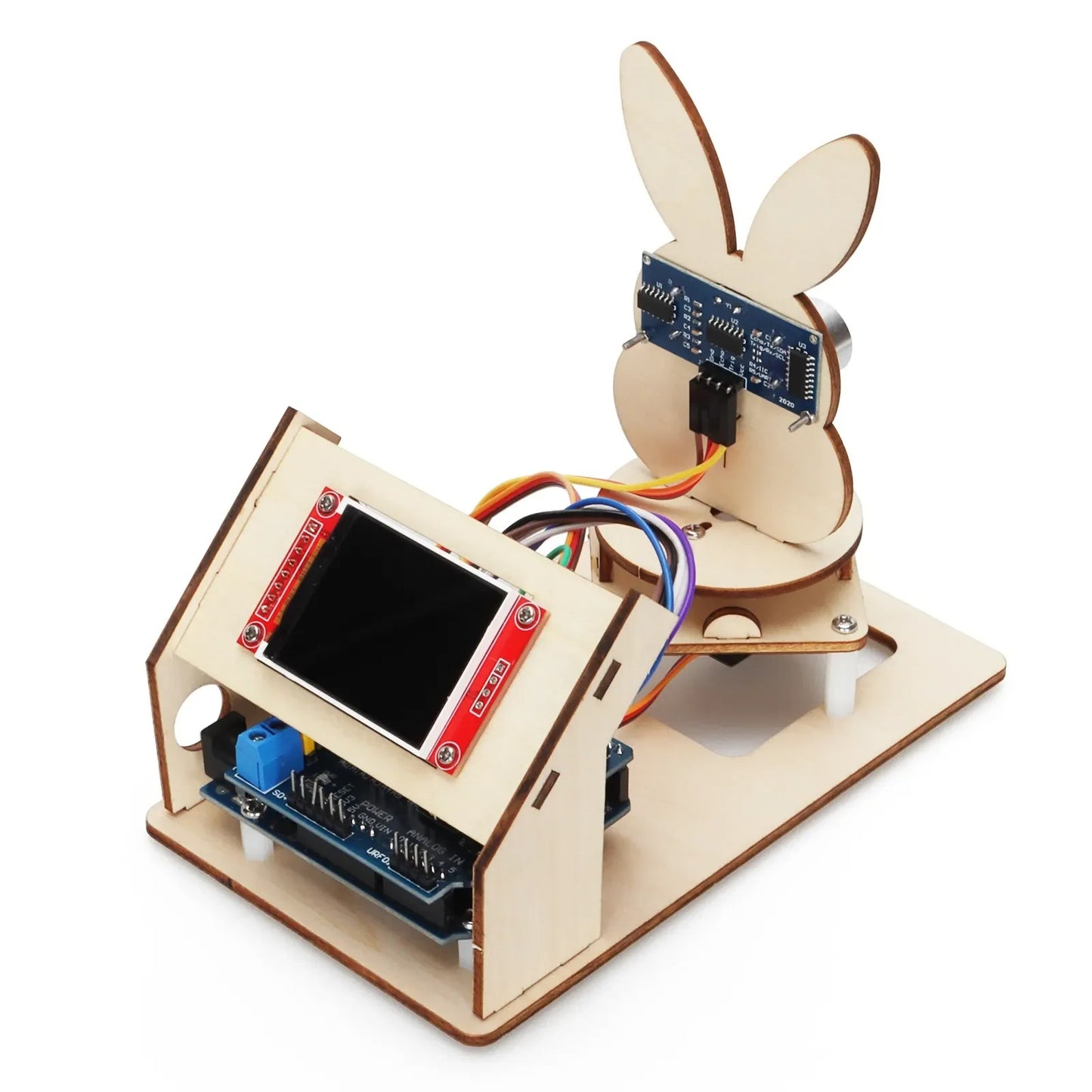 Tscinbuny ZYA0194 Starter Kit with Ultrasonic Radar & LCD Display – DIY Wooden Programmable STEM Robot Kit for School Education