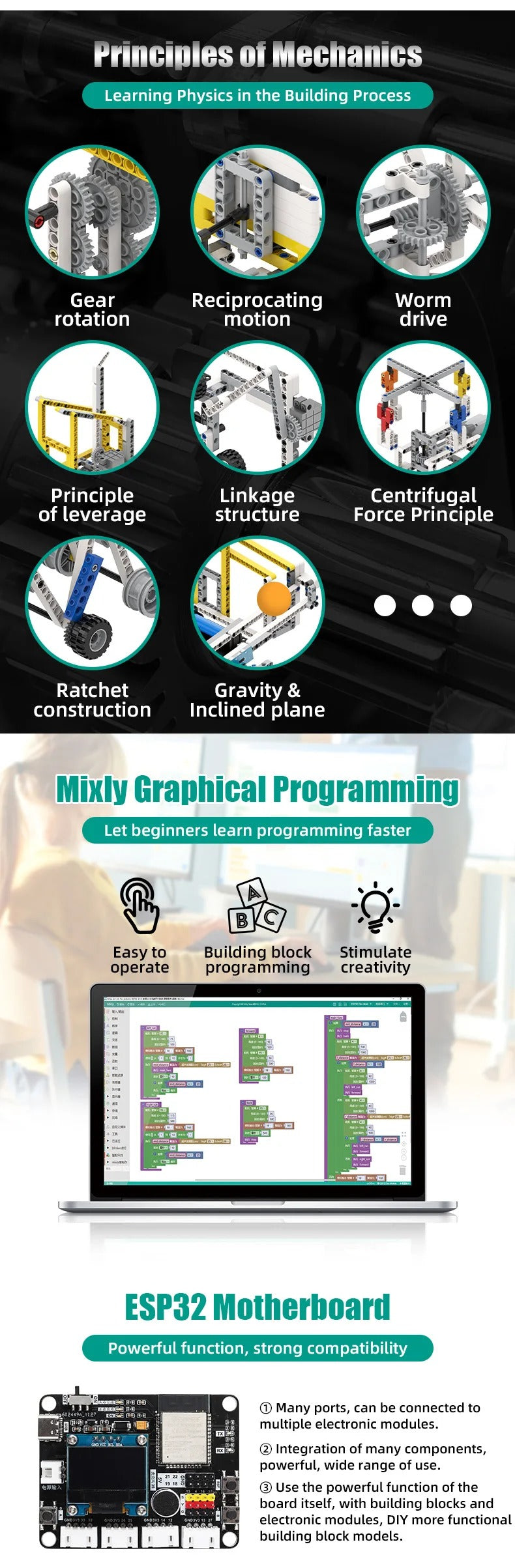 Tscinbuny ZYA0206 Starter Kit – DIY Programming Building Blocks Set with 30 Lessons for STEM Education & Technology Learning