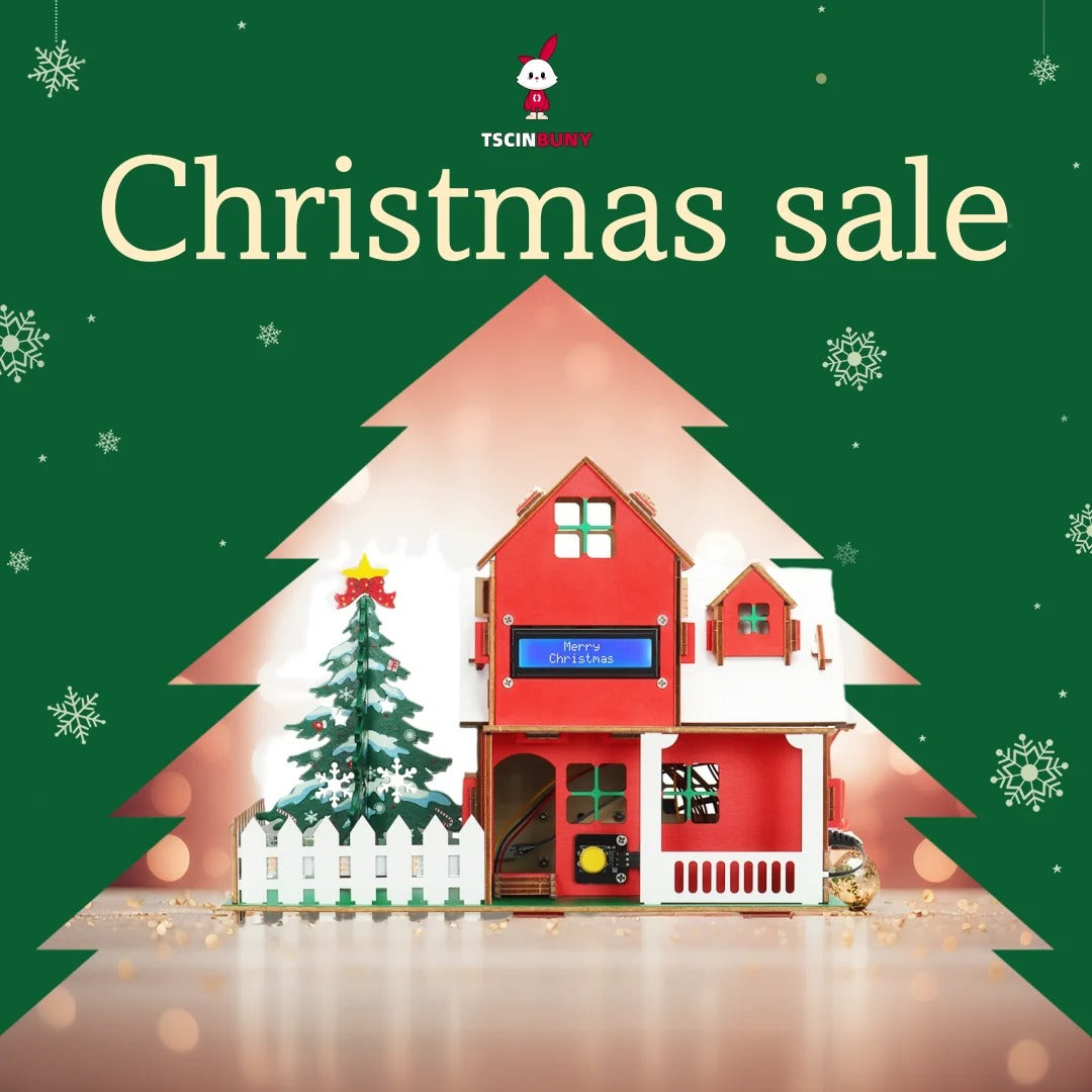 Tscinbuny ZYA0210 Christmas Starter Kit – DIY Wooden Smart Christmas House with LED Lights & Arduino-Compatible Programming for STEM Education and Gifts