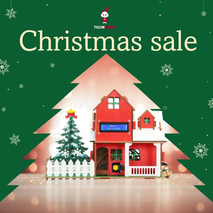Tscinbuny ZYA0210 Christmas Starter Kit – DIY Wooden Smart Christmas House with LED Lights & Arduino-Compatible Programming for STEM Education and Gifts
