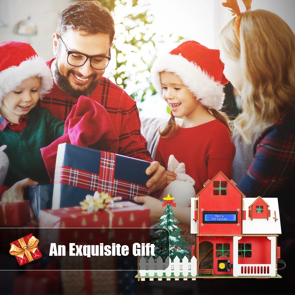 Tscinbuny ZYA0210 Christmas Starter Kit – DIY Wooden Smart Christmas House with LED Lights & Arduino-Compatible Programming for STEM Education and Gifts