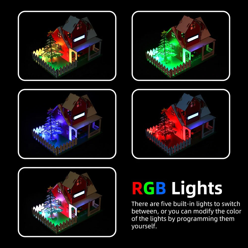 Tscinbuny ZYA0210 Christmas Starter Kit – DIY Wooden Smart Christmas House with LED Lights & Arduino-Compatible Programming for STEM Education and Gifts