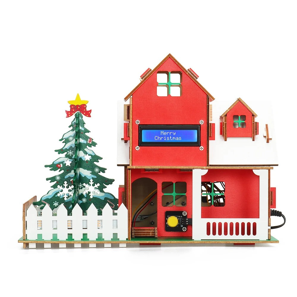 Tscinbuny ZYA0210 Christmas Starter Kit – DIY Wooden Smart Christmas House with LED Lights & Arduino-Compatible Programming for STEM Education and Gifts
