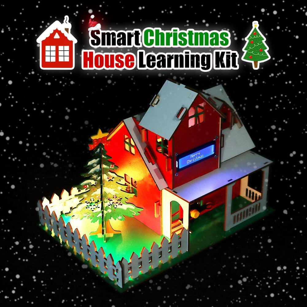 Tscinbuny ZYA0210 Christmas Starter Kit – DIY Wooden Smart Christmas House with LED Lights & Arduino-Compatible Programming for STEM Education and Gifts