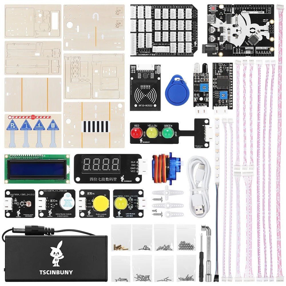 Tscinbuny ZYA0238 Starter Kit for Smart Transport & Smart Home – ESP32 STEM Educational Robotics Solution for Schools & Makers