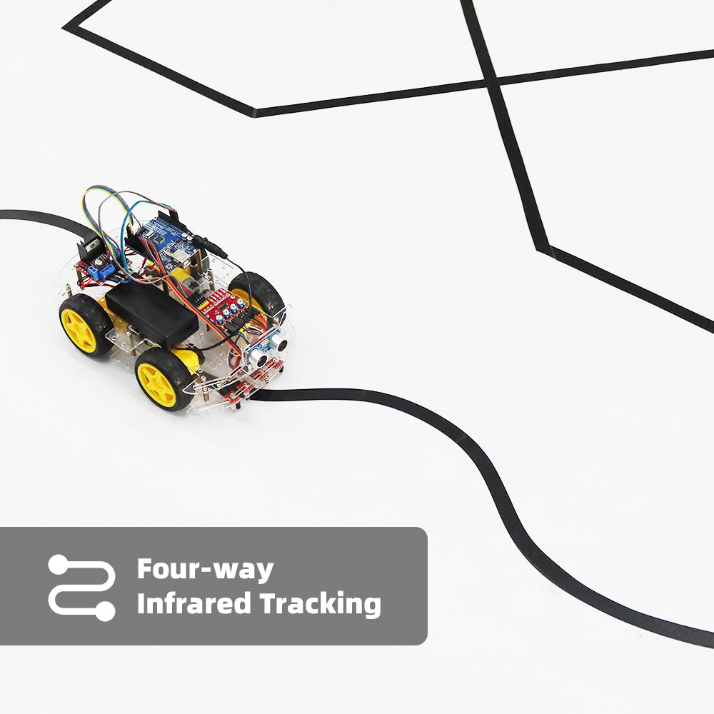 Tscinbuny ZYC0041 Smart Robot Car Kit with 4-Way Line Tracking & Obstacle Avoidance – Automation & Electronics Robotics Project for Arduino Programming