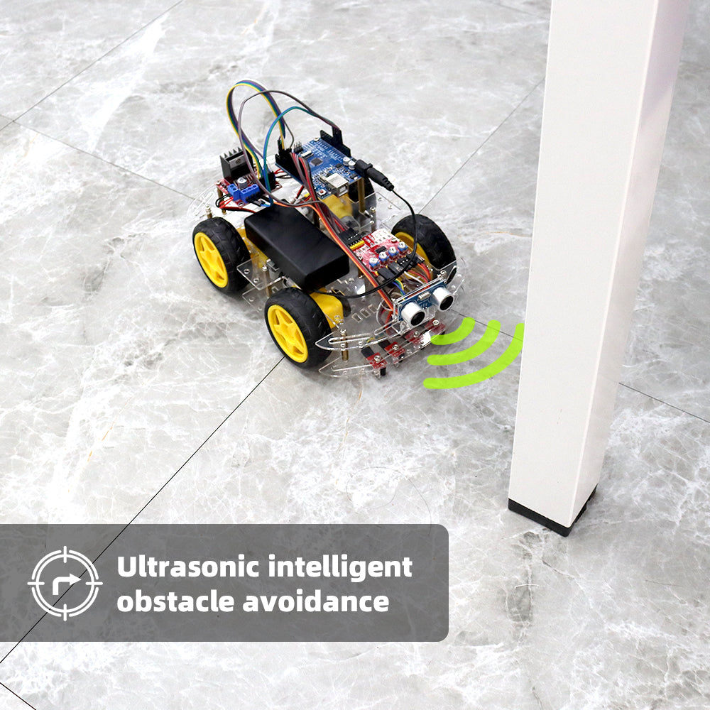Tscinbuny ZYC0041 Smart Robot Car Kit with 4-Way Line Tracking & Obstacle Avoidance – Automation & Electronics Robotics Project for Arduino Programming