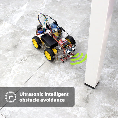 Tscinbuny ZYC0041 Smart Robot Car Kit with 4-Way Line Tracking & Obstacle Avoidance – Automation & Electronics Robotics Project for Arduino Programming