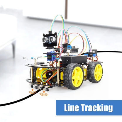 Tscinbuny ZYC0043 Smart Robot Car Kit with 4WD Drive System – DIY C/C++ Programmable STEM Educational Robot for School & Maker Projects