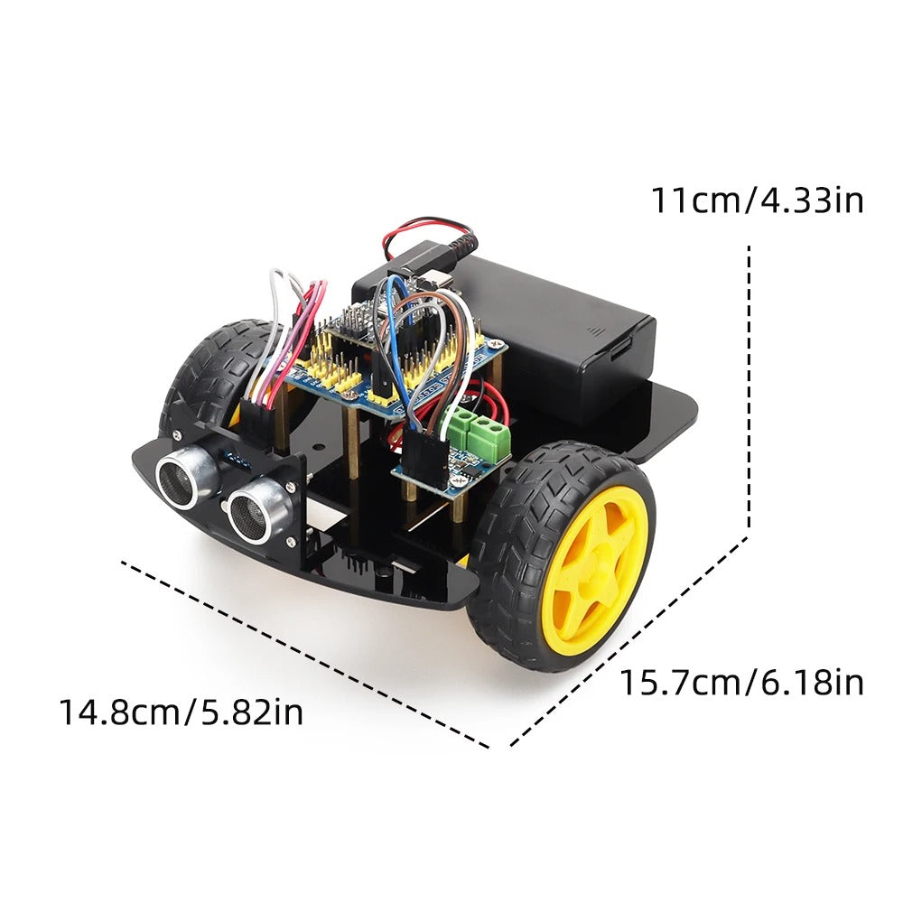 Tscinbuny ZYC0055 Smart Robot Car Kit with 2WD Ultrasonic Obstacle Avoidance – Factory Open-Source Programmable Starter Kit for Arduino Learning