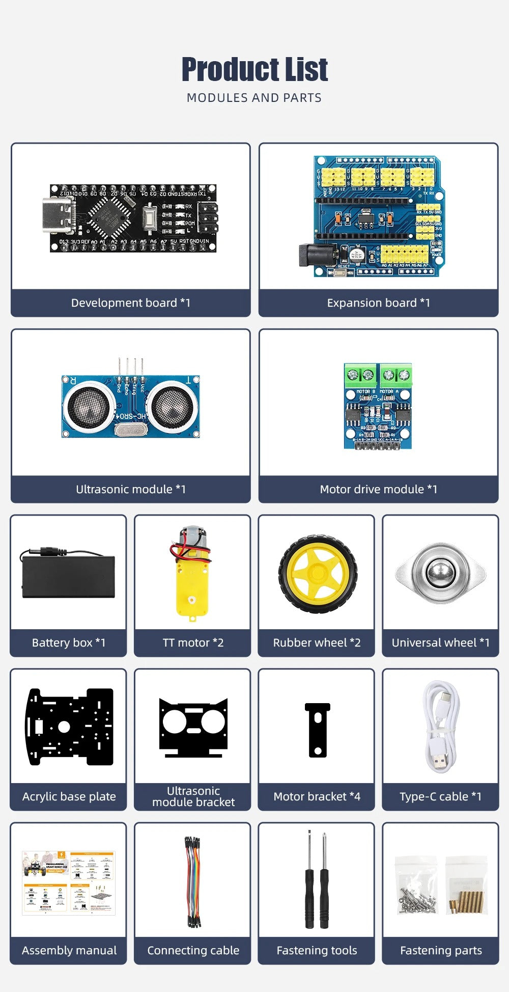 Tscinbuny ZYC0055 Smart Robot Car Kit with 2WD Ultrasonic Obstacle Avoidance – Factory Open-Source Programmable Starter Kit for Arduino Learning
