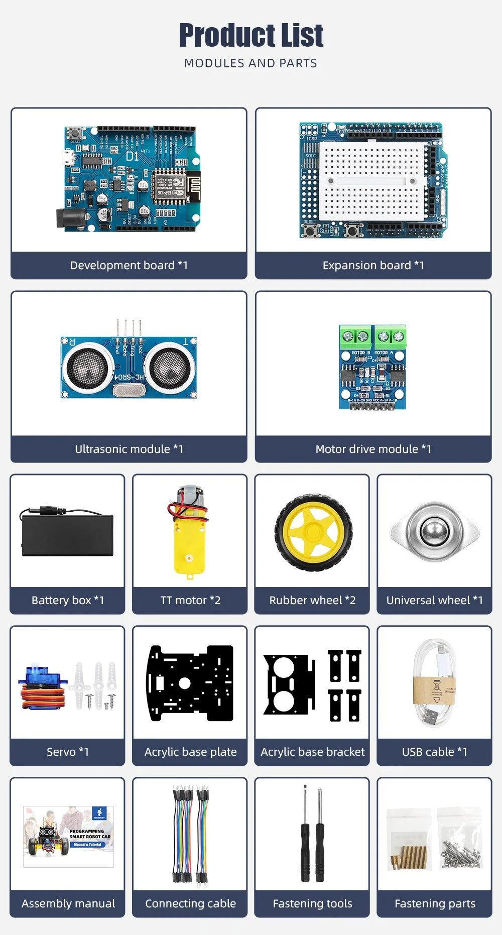 Tscinbuny ZYC0057 Smart Robot Car Kit with 2WD Development Platform – Programmable Educational Robotics Kit for Arduino & Maker Projects