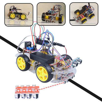 Tscinbuny ZYC0063 Smart Robot Car Kit with 4WD Wireless Control – DIY C/C++ Programmable Robotics Starter Kit for STEM Education & ArduIDE Learning