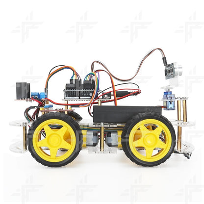 Tscinbuny ZYC0068 Smart Robot Car Kit with Double-Layer Chassis – Ultrasonic Obstacle Avoidance & Line Tracking Development Board Robot for Kids & ArduIDE Learning