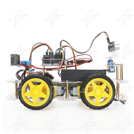 Tscinbuny ZYC0068 Smart Robot Car Kit with Double-Layer Chassis – Ultrasonic Obstacle Avoidance & Line Tracking Development Board Robot for Kids & ArduIDE Learning