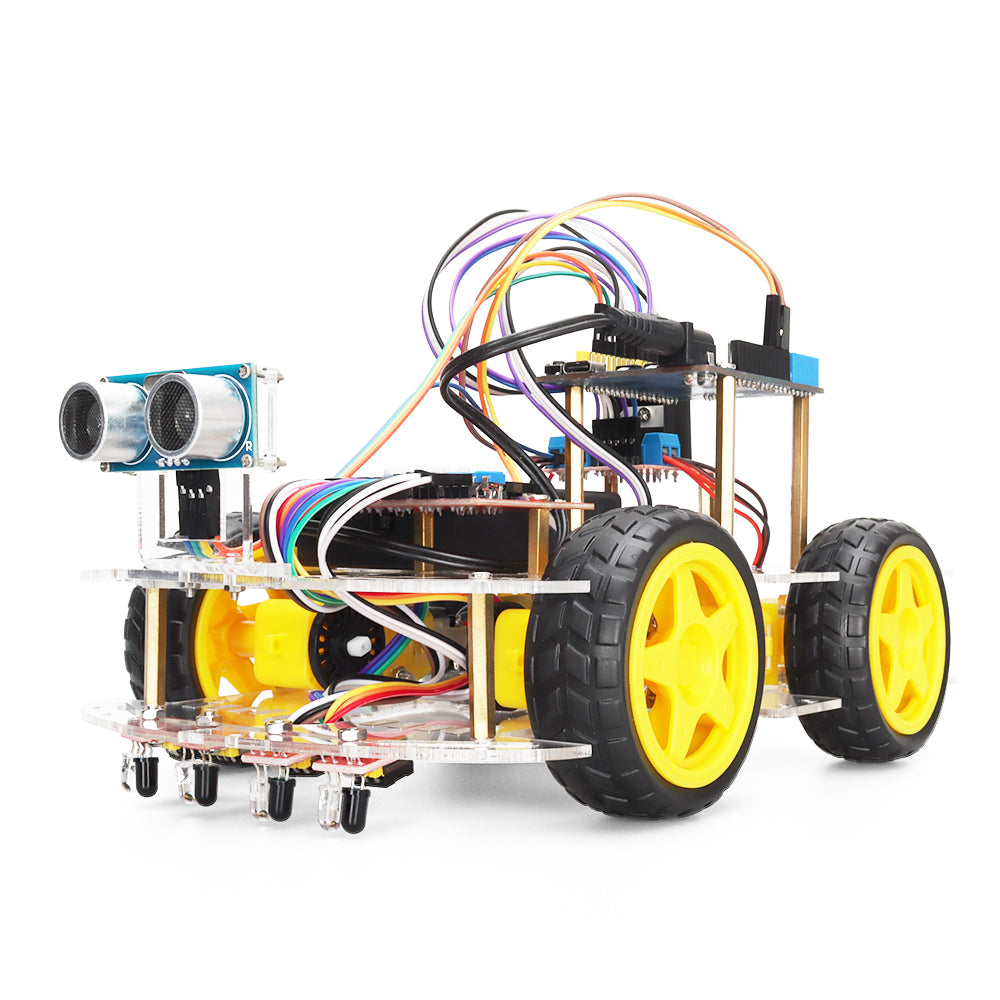 Tscinbuny ZYC0069 Smart Robot Car Kit with BLE Control & 4-Way Tracking – Obstacle Avoidance Programmable Robotic Car for Kids & Arduino Learning