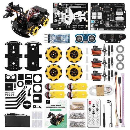 Tscinbuny ZYC0072 Smart Robot Car Kit with Mechanical Arm & APP Control – Electronic Programmable Educational Robotics Set for Arduino Learning
