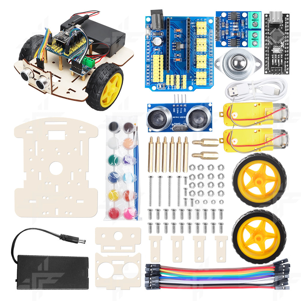 Tscinbuny ZYC0082 Smart Robot Car Kit with 2WD Wooden Chassis – Open-Source DIY STEM Drawing Robot for ArduIDE Education & Maker Projects