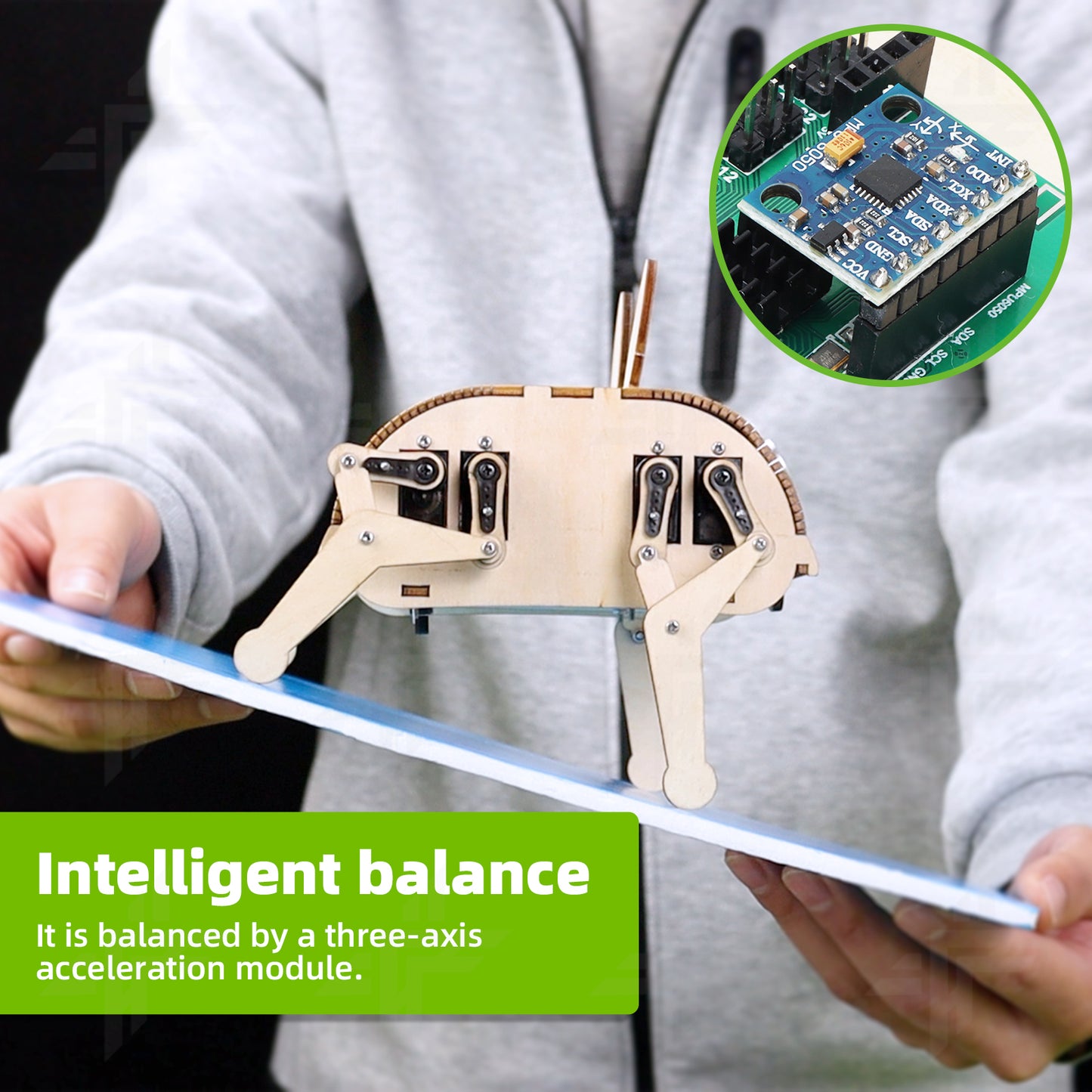 Tscinbuny ZYC0089 Smart Robot Car Kit with ESP32 Controller – DIY Wooden Quadruped Mechanical Rabbit Programming STEM Educational Toy