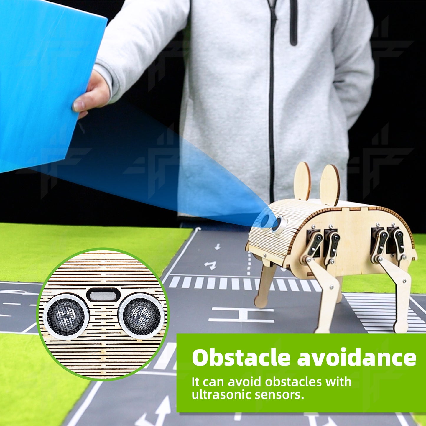 Tscinbuny ZYC0089 Smart Robot Car Kit with ESP32 Controller – DIY Wooden Quadruped Mechanical Rabbit Programming STEM Educational Toy