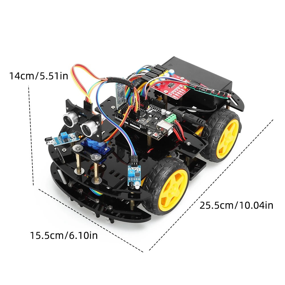 Tscinbuny ZYC0098 Smart Robot Car Kit with Graphical Programming & Infrared Remote Control – Obstacle Avoidance Educational Robot for Kids Learning
