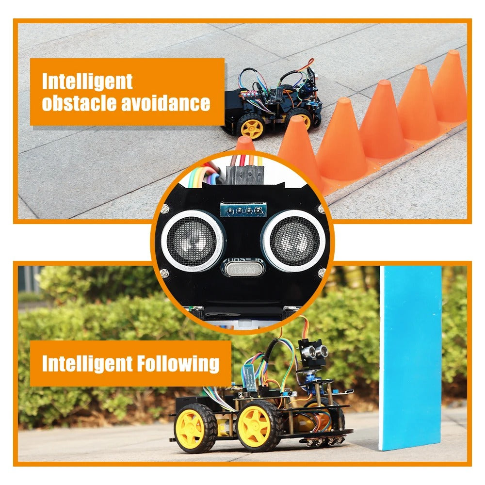 Tscinbuny ZYC0098 Smart Robot Car Kit with Graphical Programming & Infrared Remote Control – Obstacle Avoidance Educational Robot for Kids Learning