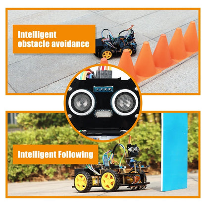 Tscinbuny ZYC0098 Smart Robot Car Kit with Graphical Programming & Infrared Remote Control – Obstacle Avoidance Educational Robot for Kids Learning