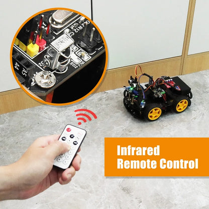 Tscinbuny ZYC0098 Smart Robot Car Kit with Graphical Programming & Infrared Remote Control – Obstacle Avoidance Educational Robot for Kids Learning