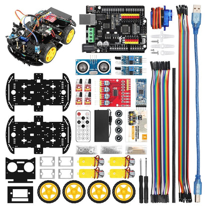 Tscinbuny ZYC0098 Smart Robot Car Kit with Graphical Programming & Infrared Remote Control – Obstacle Avoidance Educational Robot for Kids Learning