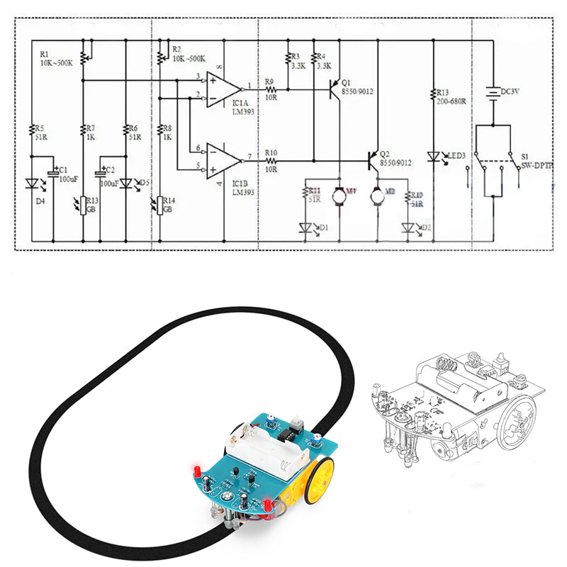 Tscinbuny ZYC0100 Smart Robot Car Kit with Line Tracking Function – DIY Intelligent Electric Toy Car for Arduino Education Projects
