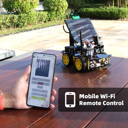 Tscinbuny ZYC0108 Smart Robot Car Kit with ESP32-CAM & Solar Panels – Ultrasonic Obstacle Avoidance STEM Educational Robotics Project for Arduino Learning