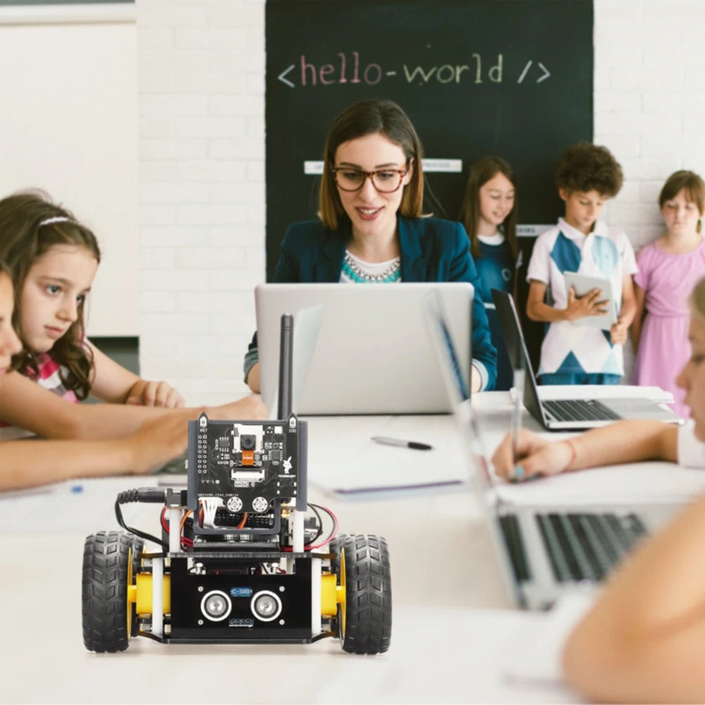 Tscinbuny ZYC0114 Smart Robot Car Kit with 4WD Ackermann Steering & ESP32 Camera – WiFi Programmable Electronics Learning Robot for Arduino Projects