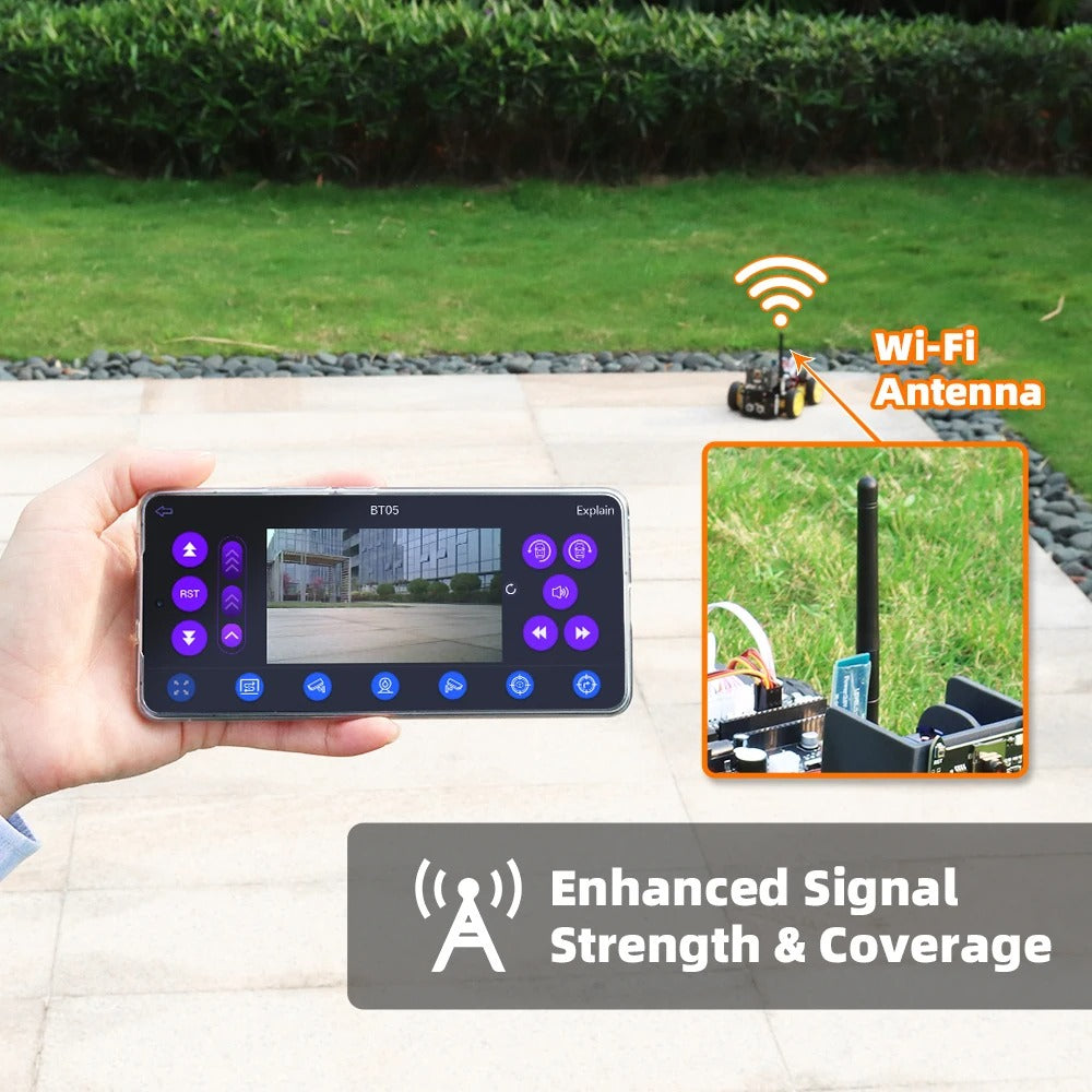 Tscinbuny ZYC0114 Smart Robot Car Kit with 4WD Ackermann Steering & ESP32 Camera – WiFi Programmable Electronics Learning Robot for Arduino Projects