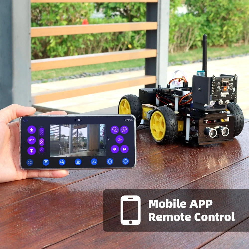 Tscinbuny ZYC0114 Smart Robot Car Kit with 4WD Ackermann Steering & ESP32 Camera – WiFi Programmable Electronics Learning Robot for Arduino Projects